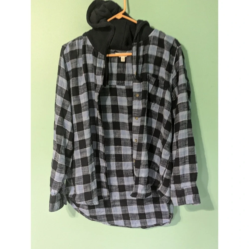 Women's time and tru black and blue flannel large - Picture 3 of 9